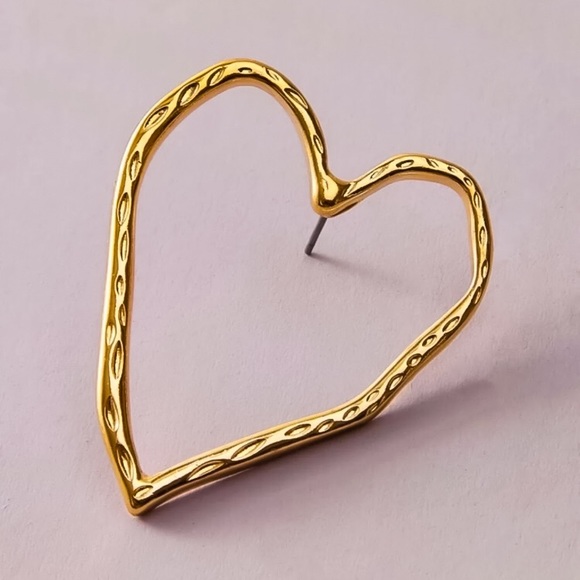 🔵𝟲𝟱%𝗢𝗙𝗙 𝗯𝘂𝗻𝗱𝗹𝗲𝘀 𝟯+🔵 NEW 925 Gold Large Heart Drop Earrings - Picture 7 of 14